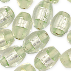 11x13mm Oval Silverfoil - Pale Green Silver Band