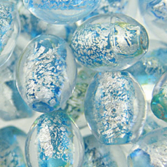 8x10mm Oval Silverfoil - Blue Aqua