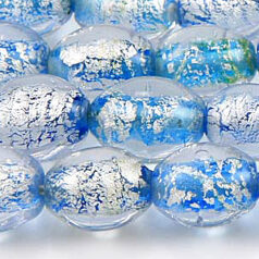 8x10mm Oval Silverfoil - Blue Aqua