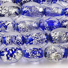 8x10mm Oval Silverfoil - Cobalt Blue