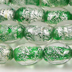 8x10mm Oval Silverfoil - Green