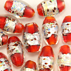 11x13mm Oval Silverfoil - Speckle Orange