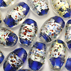 11x13mm Oval Silverfoil - Speckle Blue