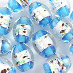 11x13mm Oval Silverfoil - Speckle Lt. Blue