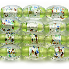 11x13mm Oval Silverfoil - Speckle Peridot