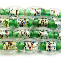 11x13mm Oval Silverfoil - Speckle Emerald