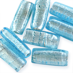 5x11x22mm Flat Rectangle Silverfoil - Light Aqua