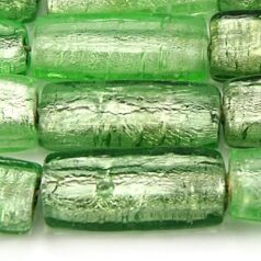 Beads, 5x11x22mm Flat Rectangle, Silverfoil,  PERIDOT