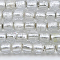 Bead, Lampwork Glass 8mm Round Silverfoil Transparent - Crystal, holesize 1.5mm