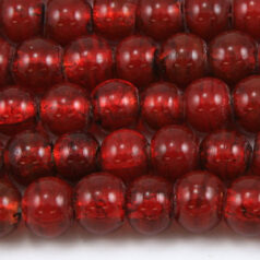 Bead, Lampwork Glass 8mm Round Silverfoil Transparent - Red, holesize 1.5mm