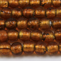 Bead, Lampwork Glass 8mm Round Silverfoil Transparent - Topaz, holesize 1.5mm