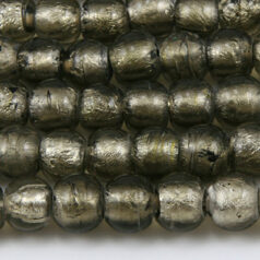 Bead, Lampwork Glass 8mm Round Silverfoil Transparent - Grey, holesize 1.5mm