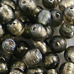 Bead, Lampwork Glass 8mm Round Silverfoil Transparent - Grey, holesize 1.5mm