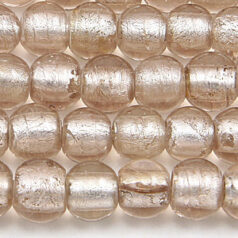 Bead, Lampwork Glass 8mm Round Silverfoil Transparent - Light Pink, holesize 1.5mm