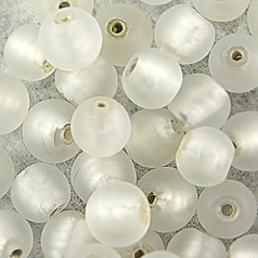 Beads, 10mm Round Glass Beads, Silverfoil,  Plain Matte - CRYSTAL