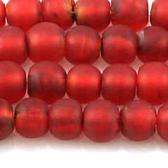 Beads, Silverfoil Matte Finish, 10mm Round,  RED