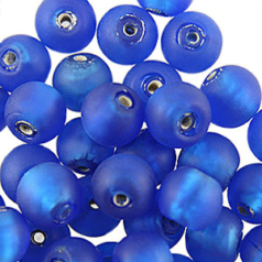 Beads, Silverfoil Matte Finish, 10mm Round, BLUE AQUA