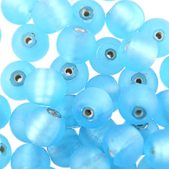 Beads, Silverfoil Matte Finish, 10mm Round, AQUA