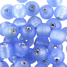 Beads, 10mm Round Glass Beads, Silverfoil,  Plain Matte - LIGHT SAPPHIRE