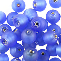 10mm Round Silverfoil Plain Matte - Blue