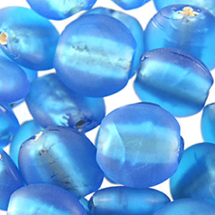 Beads, 14mm Coin, Silverfoil Matte, BLUE AQUA