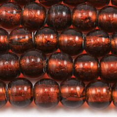 Beads, 8mm Round, Silverfoil, AMBER