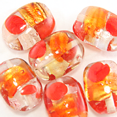 6x14x18mm Puff Rectangle Silverfoil - Red