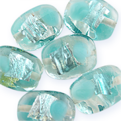 6x14x18mm Puff Rectangle Silverfoil - Aqua