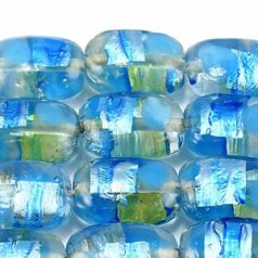 6x14x18mm Puff Rectangle Silverfoil - Blue