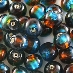 10mm Round Two-Tone Silverfoil -Topaz/Aqua