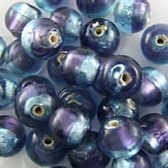 10mm Round Two-Tone Silverfoil -Blue/Amethyst