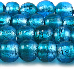 Beads, 10mm Round, Two-Tone Silverfoil, TEAL/AQUA