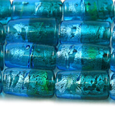 Beads, 15x10mm Tube, Two-Tone Silverfoil,  TEAL/AQUA
