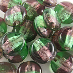 14mm Disc Two-Tone Silverfoil - Amethyst/Peridot