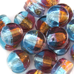14mm Disc Two-Tone Silverfoil - Topaz/Aqua