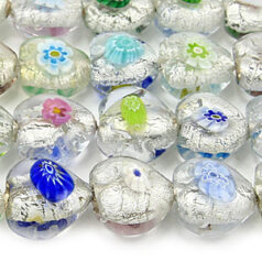 Beads, 12mm Foil Heart,  CRYSTAL