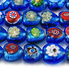 Beads, 12mm Foil Heart, BLUE