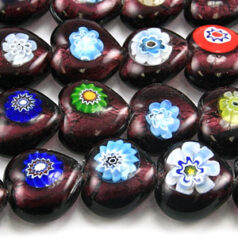 Beads, 12mm Foil Heart, AMETHYST