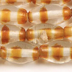 Beads, Glass Beads,  7x12mm Oval Ringed, AMBER