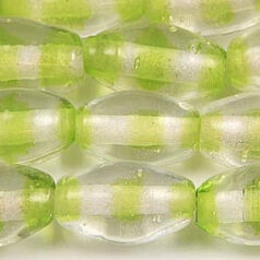 Beads, Glass Beads,  7x12mm Oval Ringed, CHARTREUSE