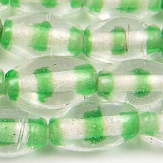 Beads, Glass Beads,  7x12mm Oval Ringed, GREEN