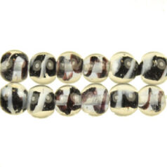 6mm Round Blackswirl - White