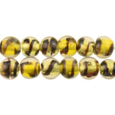 6mm Round Blackswirl - Amber