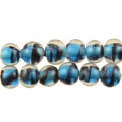 6mm Round Blackswirl - Blue Aqua