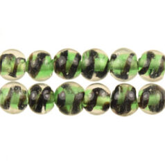 6mm Round Blackswirl - Emerald Green
