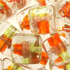 10mm Square 2-Tone Goldstripe - Orange/Lime