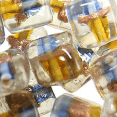 10mm Square 2-Tone Goldstripe - Blue/Topaz