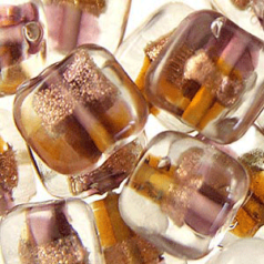 10mm Square 2-Tone Goldstripe - Purple/Topaz