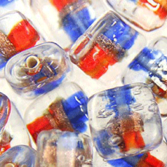 10mm Square 2-Tone Goldstripe - Red/Blue