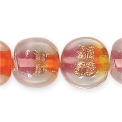 10x6mm Disc 2-Tone Goldstripe - Orange/Pink